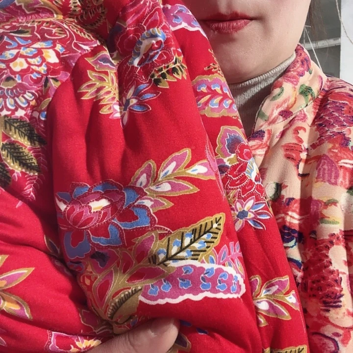 棉花手工棉衣盘扣凤尾花L码