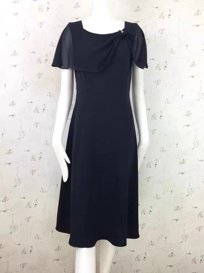 H3764藏蓝连衣裙]女士时尚气约潮拼接裙子春秋色牛ssss