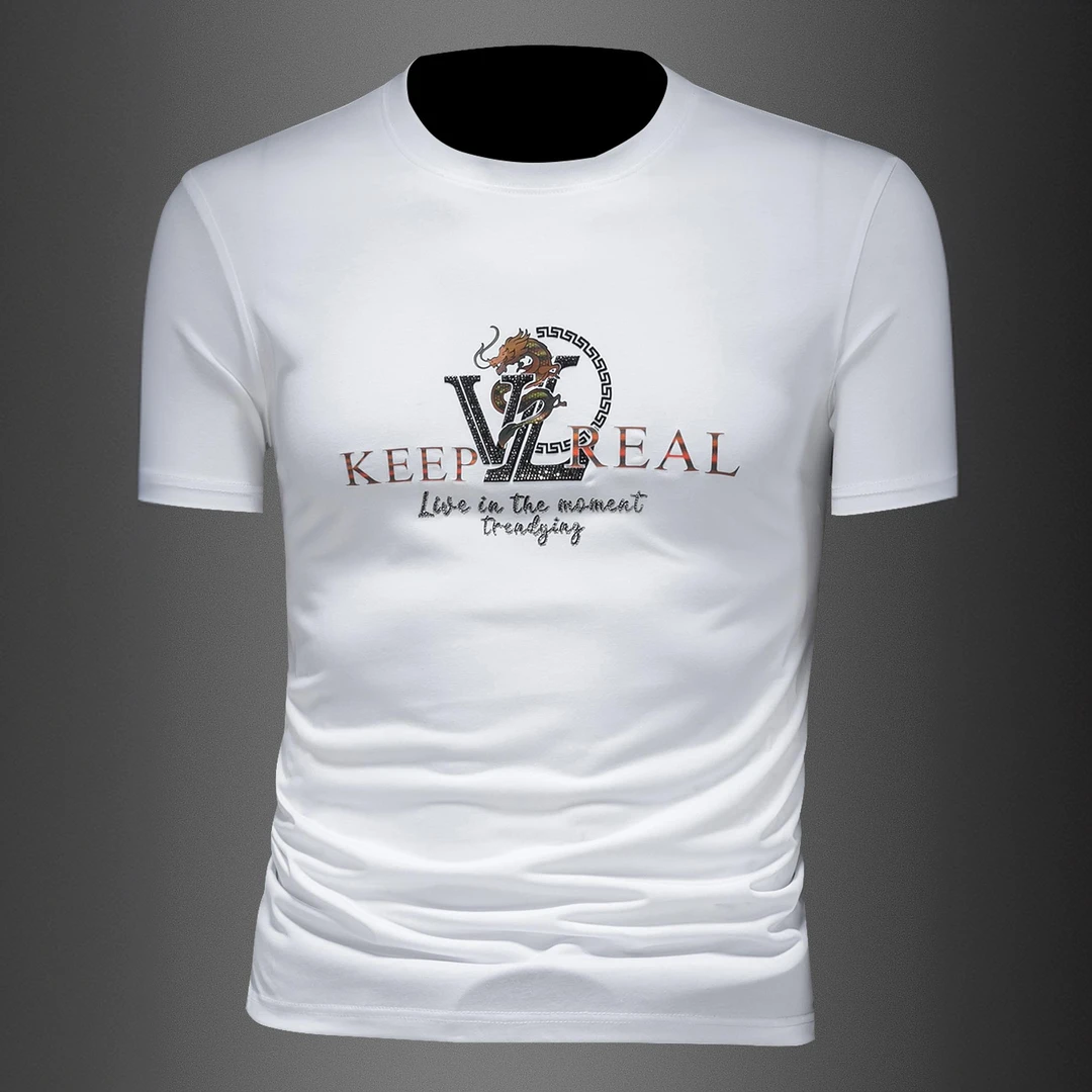 哈逊梅奈欧货圆领丝光棉短袖男士T恤夏季修身潮流半袖休闲打底衫