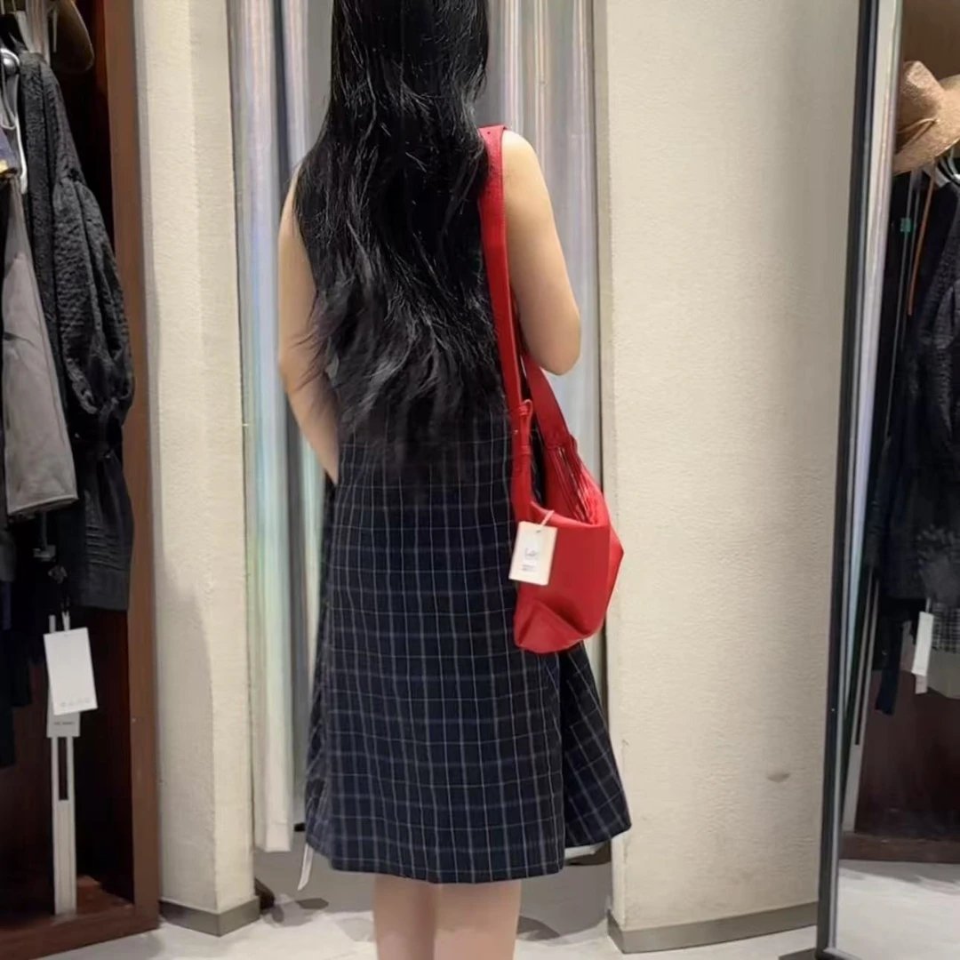 长裙女装裙子时尚宽松腰圆领夏季连衣裙短袖无袖高腰
