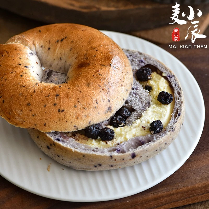 麦小辰蓝莓乳酪夹心面包贝果欧包健身代餐早手作健康饱腹轻食即食