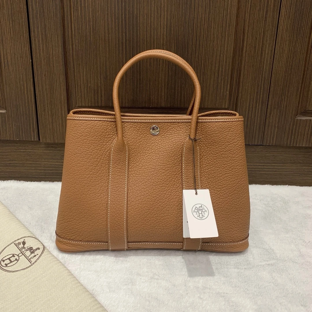 99新 Hermes/爱马仕 金棕花园手提包30/二奢