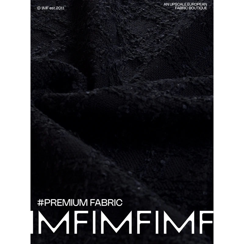 英国LINTON林顿粗花呢XX31333 羊毛交织黑色格纹宽144CM 420G/M²