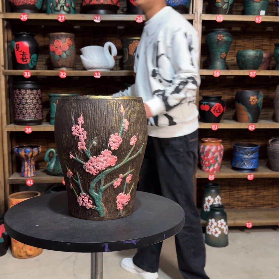 带孔高端浮雕花盆炸炸炸