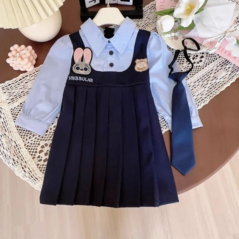 【2025新款】女孩兔子警官jk制服女童甜美可爱春装时尚套装衬衫裙