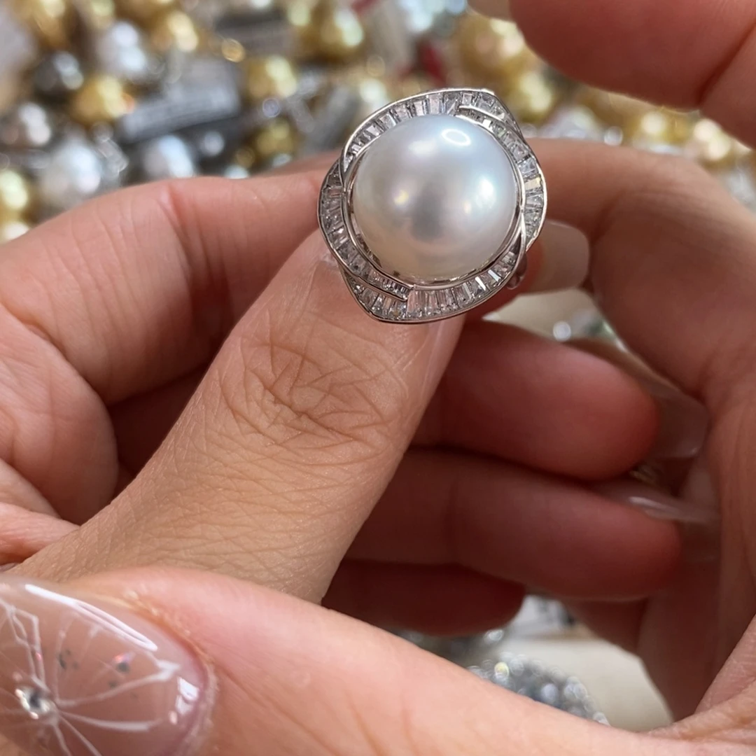 海水珍珠戒指银S925镶嵌