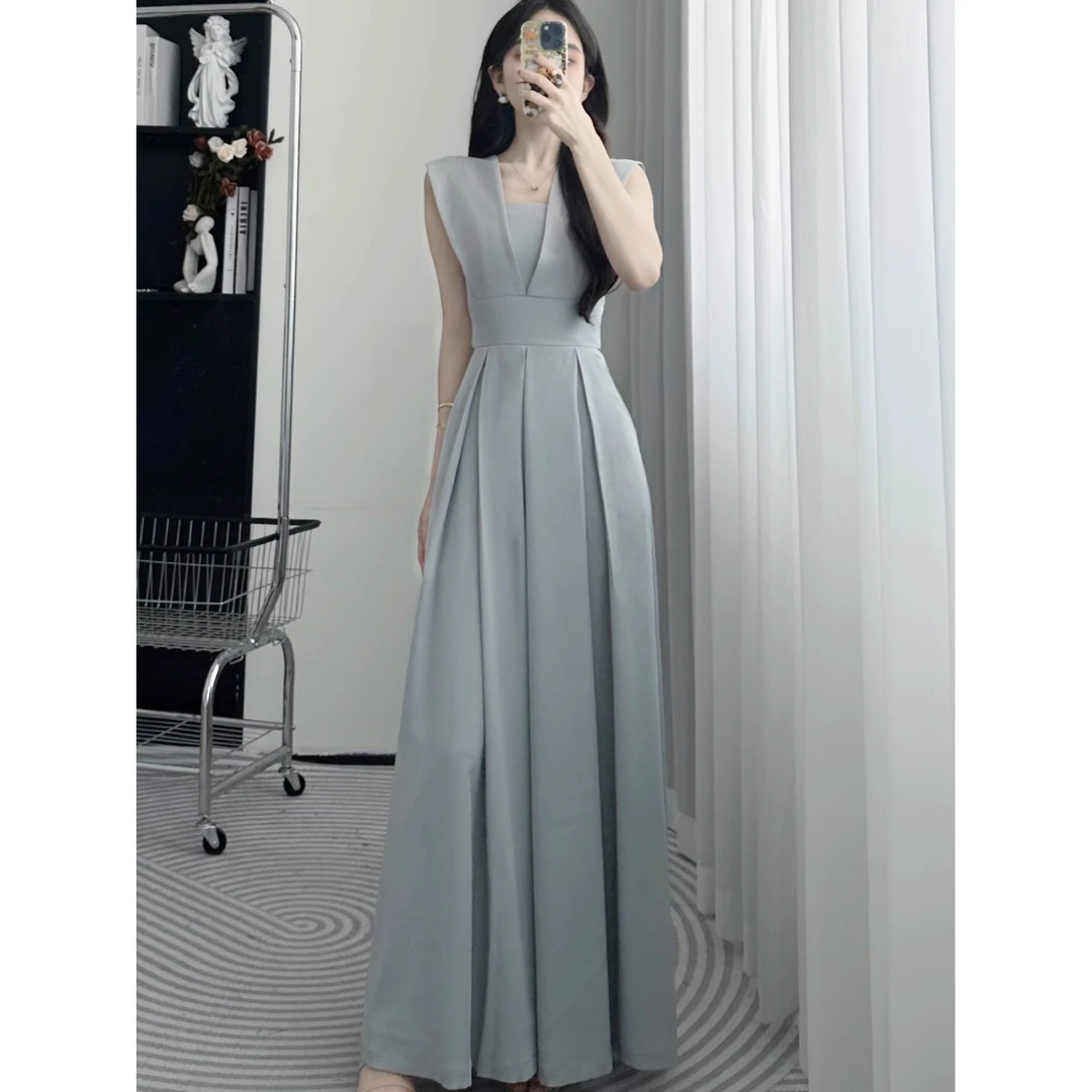 M187 通勤风连体裤温柔复古常规款名媛薄款夏季高腰长裤