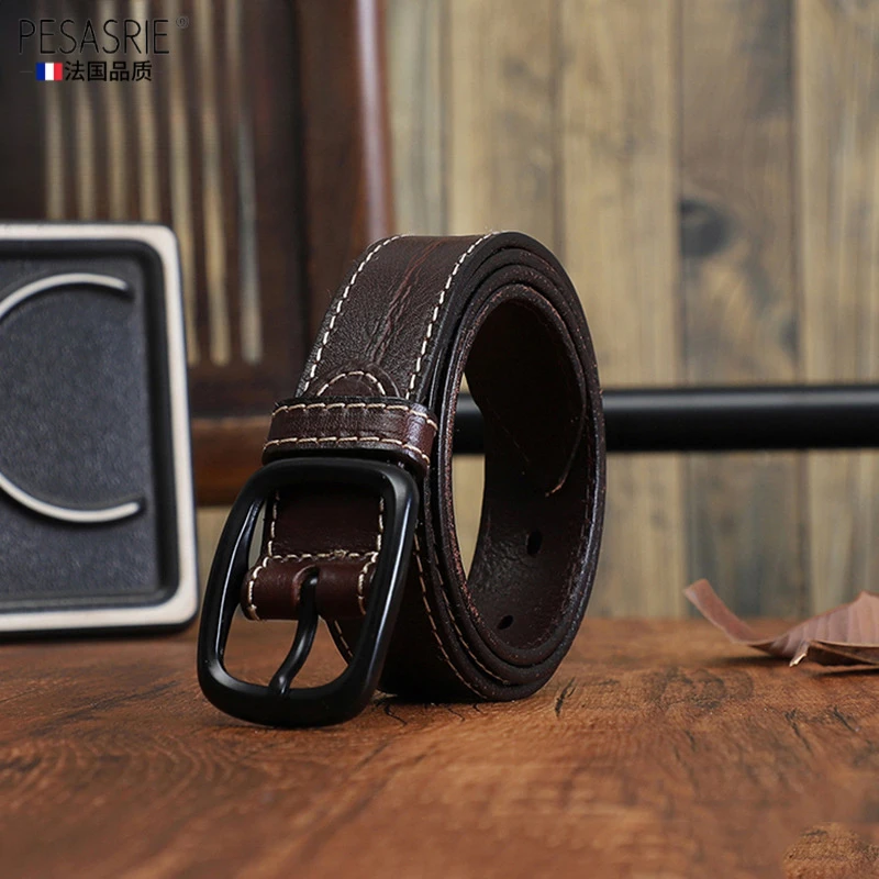 轻奢简约商务头层牛皮女士裤腰带时尚潮流针扣皮带高档礼物百搭