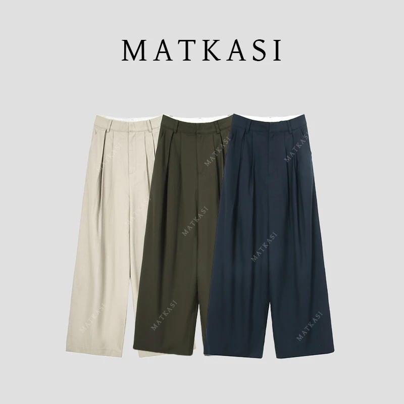 MATKASI  老钱范儿小众百搭压褶设计直筒西裤