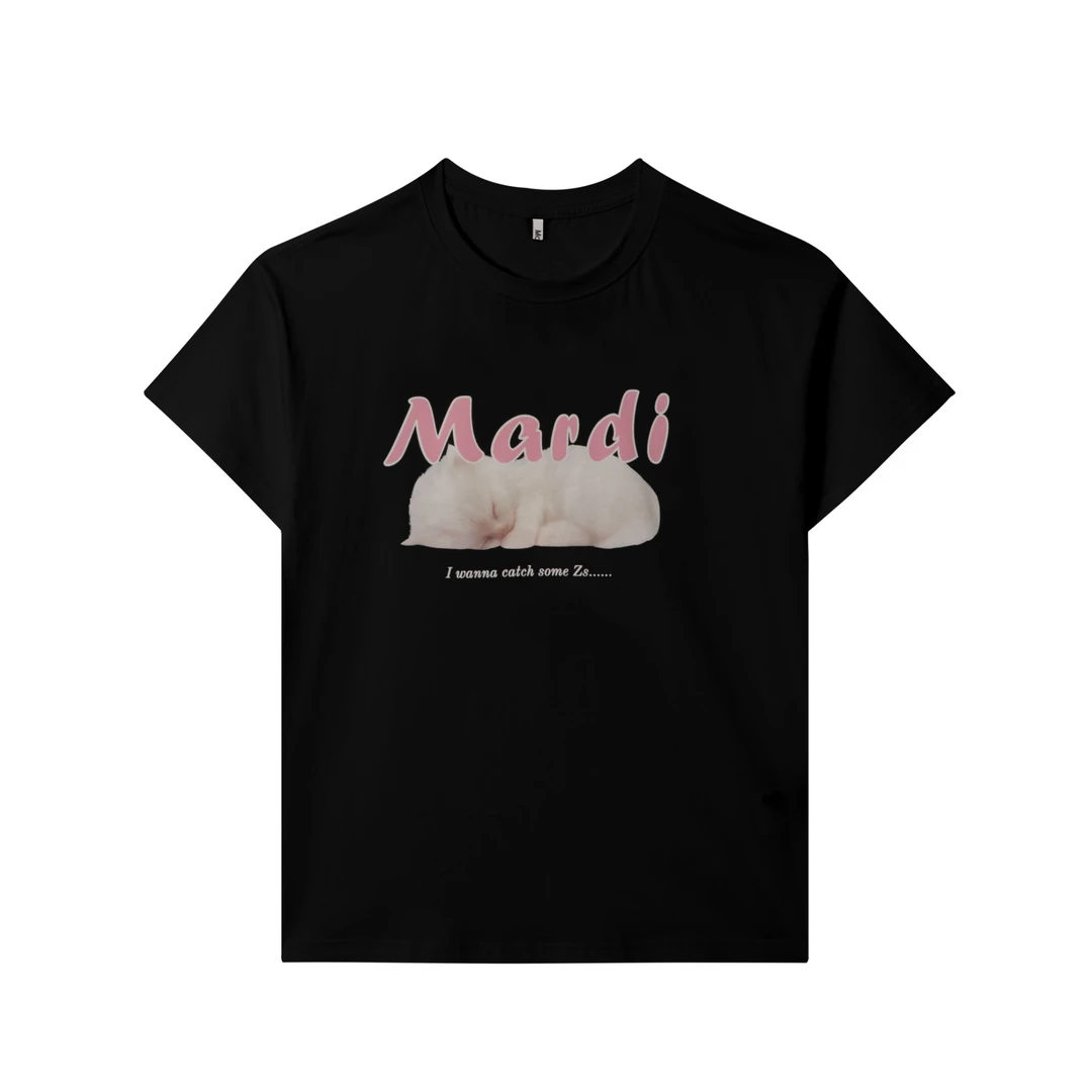 韩系小猫LOGO字母印花短袖休闲宽松T恤M-008