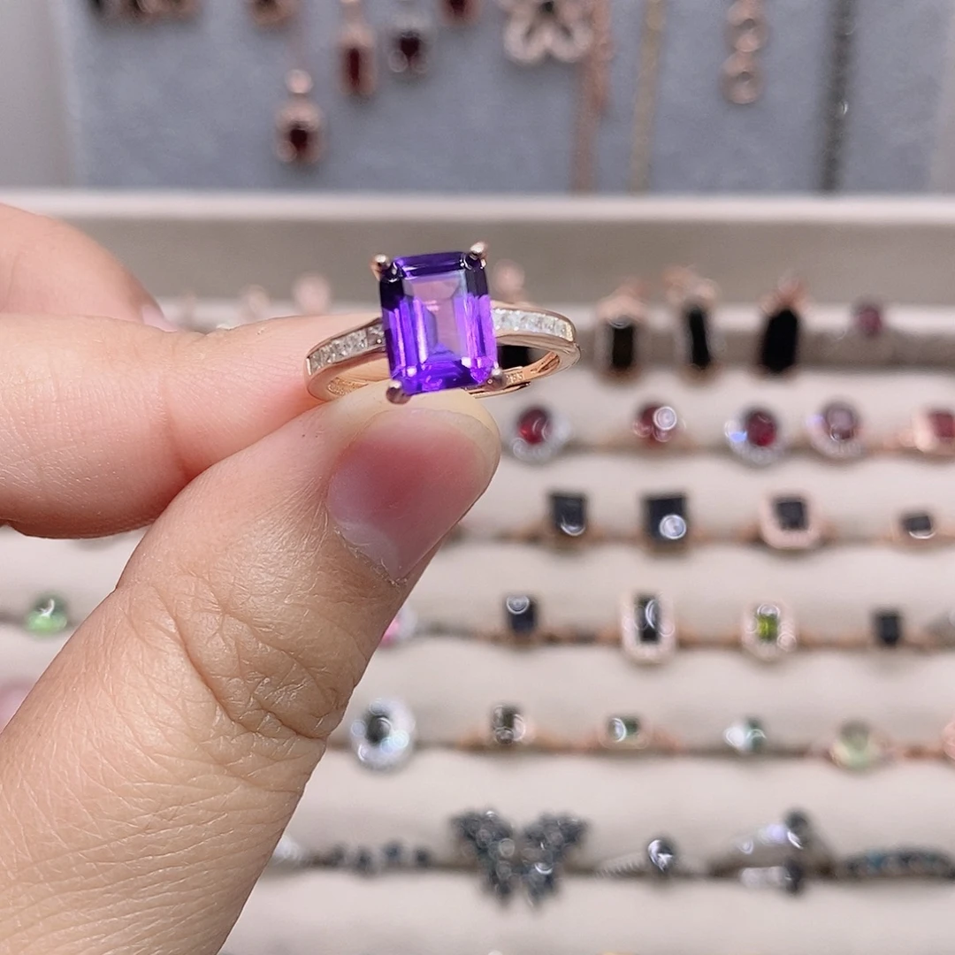 紫晶银S925镶嵌戒指戒指