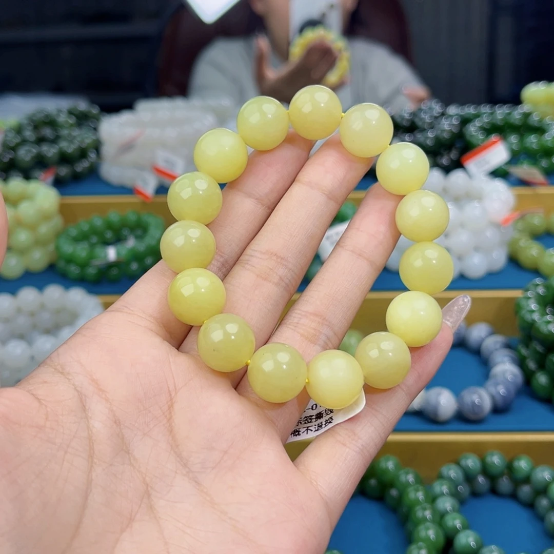 和田玉未镶嵌手链天然和田玉新疆若羌黄口手串14