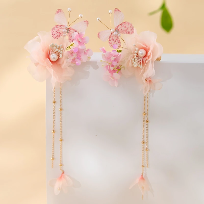 古月家儿童春夏发饰汉服头饰女童国风超仙洋气古风长款流苏对夹