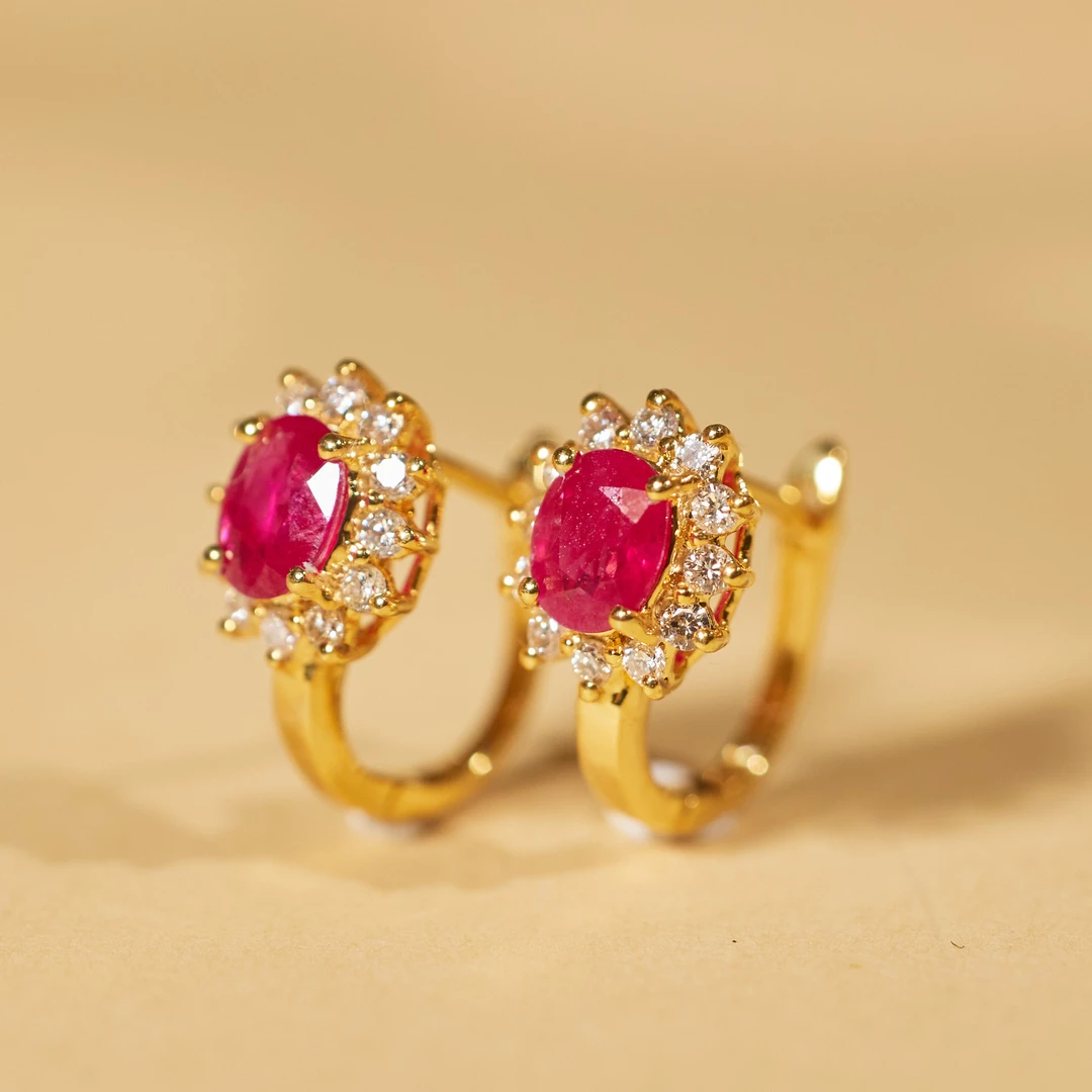 【歪歪】红宝石耳饰*18K金镶嵌U9643