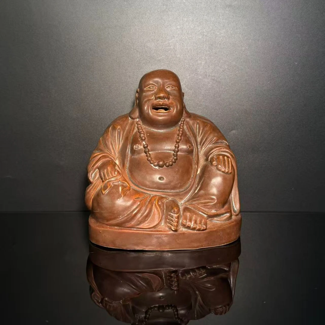Lot35-清酱釉弥勒佛造像高14cm宽14cm-DZ11190020001051