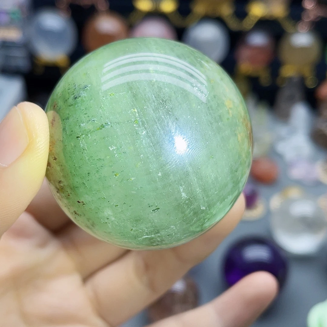 未镶嵌珠宝半成品水晶天然绿幽灵48.5mm