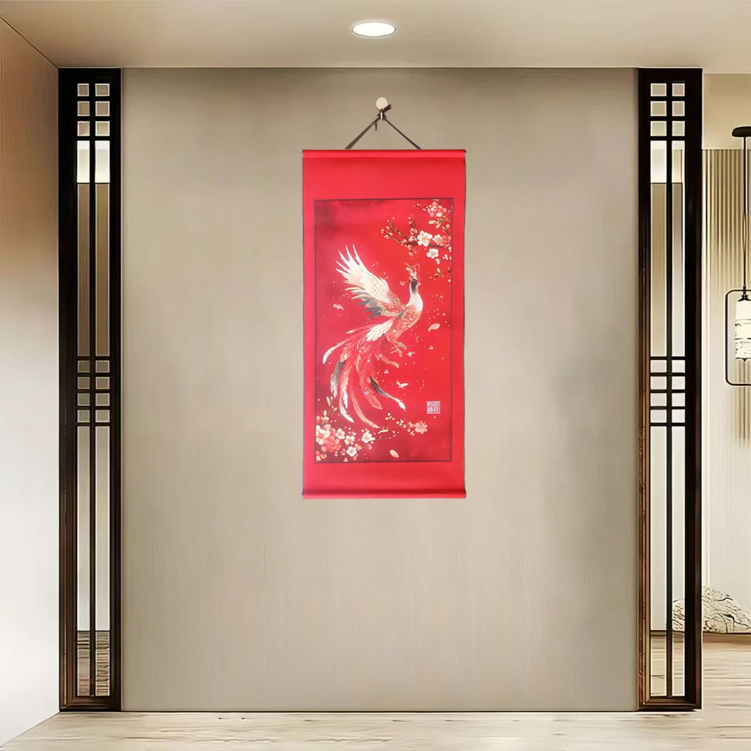 {40-135凤凰}净尺寸40x85cm现代简约挂轴装饰画办公室家居装