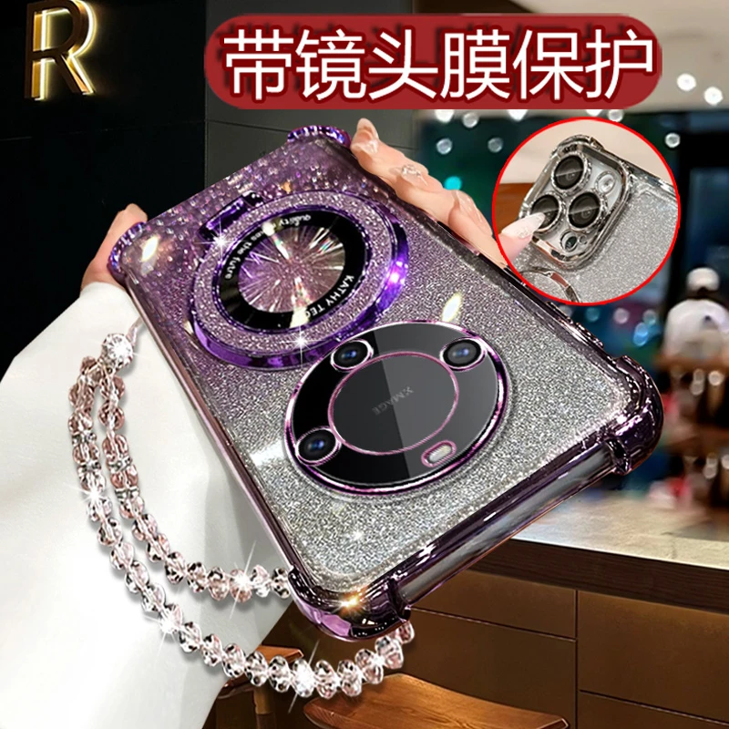 适用华为Mate60手机壳新款m60网红高级 四角防摔BRA-AL00闪粉软壳
