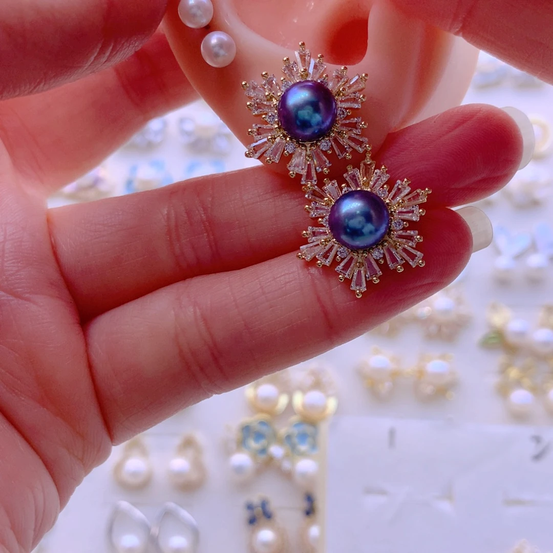 淡水珍珠合金耳饰