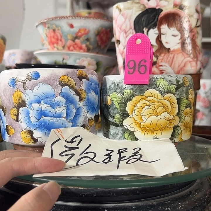 景德镇手绘花盆 满38包邮