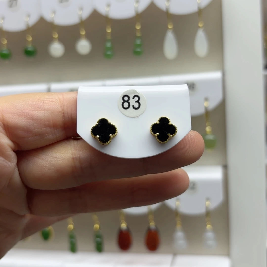 银S925镶嵌和田玉耳饰