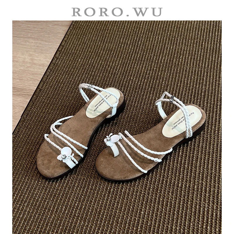 娆娆吴·夏季编织细带夹趾甜美减龄百搭扣带时装凉鞋T532