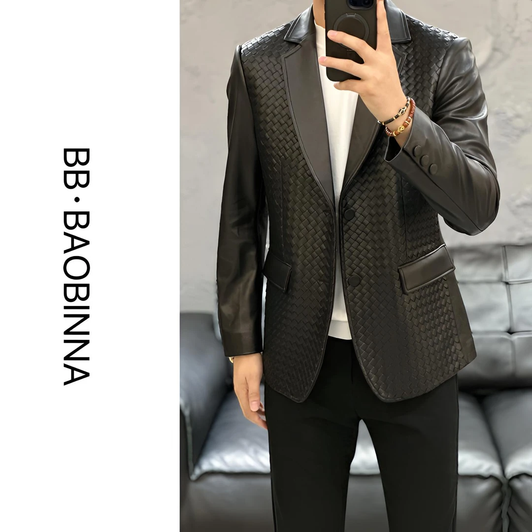 25秋季新款 | 男士高订编织翻领领皮衣外套 2529