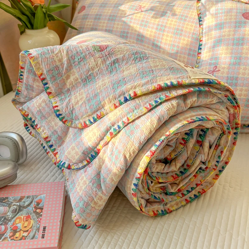 双层纱夏被空调被亲肤夏季儿童薄被子学生宿舍夏凉被单双人可机洗