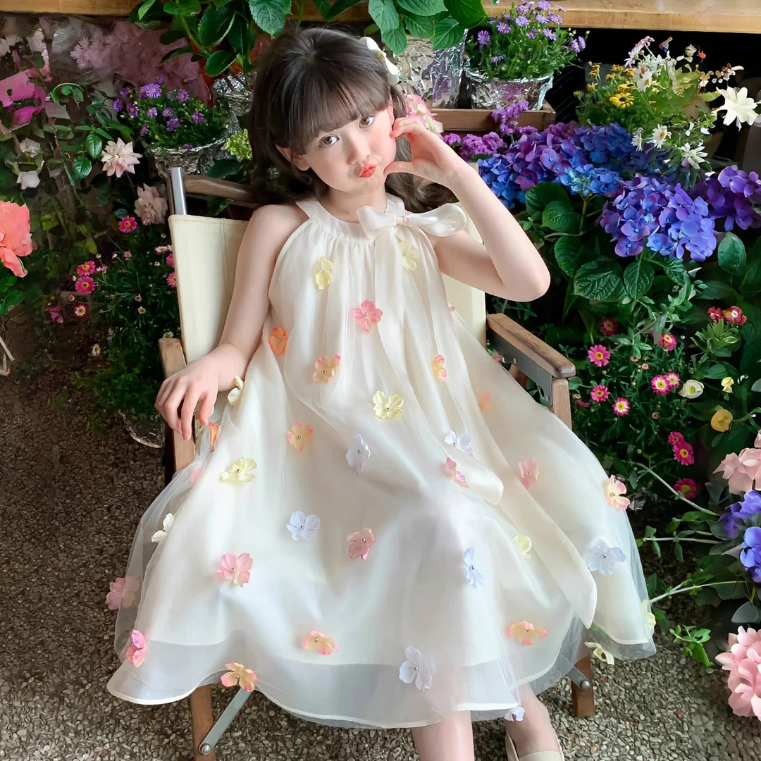 女童裙子夏款2025新款洋气童装女孩夏季网纱背心裙儿童夏天连衣裙