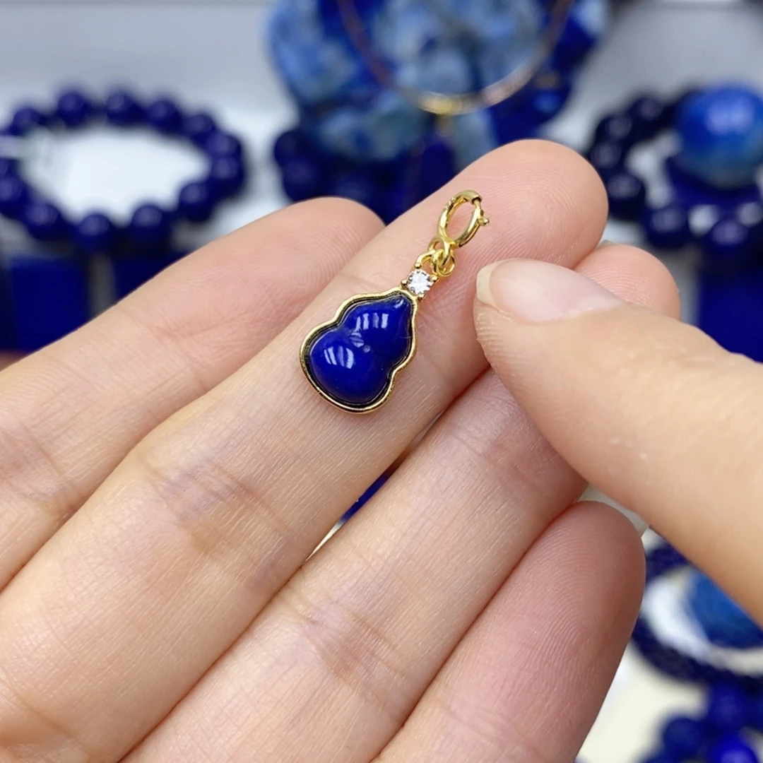 青金石颈饰银S925镀金镶嵌