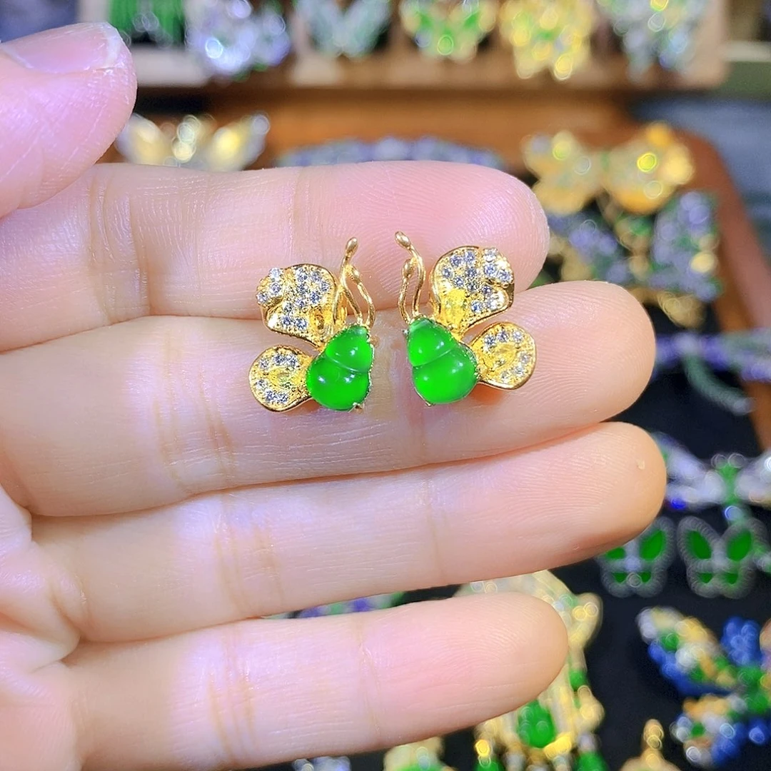 吊坠(不含链)银S925镶嵌翡翠