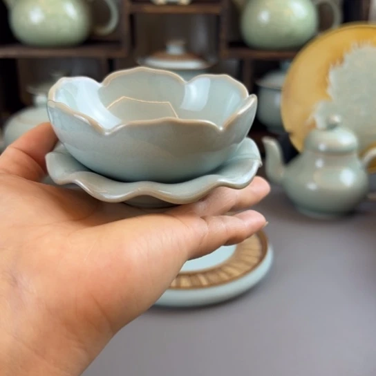 天青莲花茶漏不带礼盒