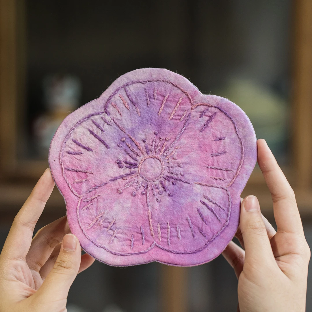 QB00666 七宝烧-粉色花花茶垫杯垫