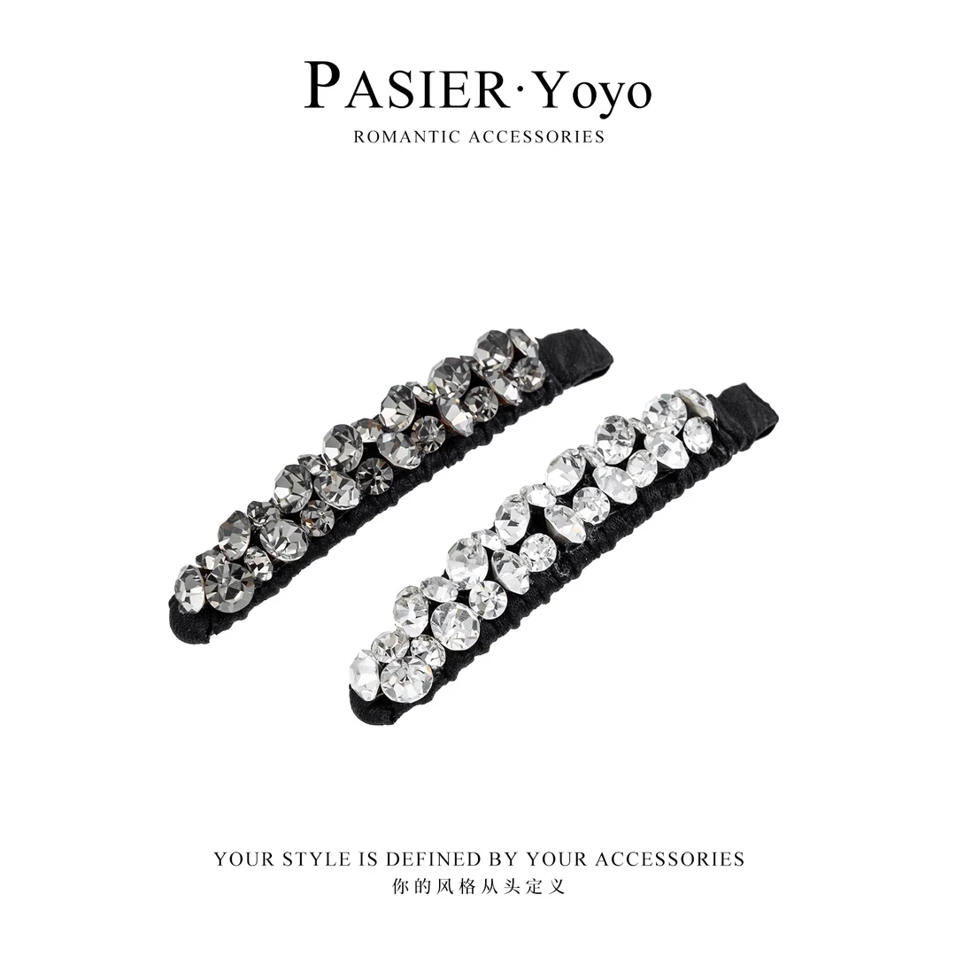 韩系8厘米细闪捷克钻掰掰夹水滴形边夹FB2598