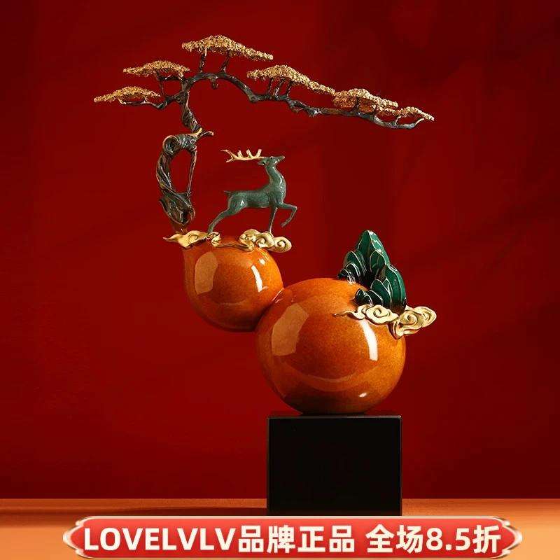 新中式铜葫芦摆件客厅玄关高档办公室装饰品搬家礼物乔迁新居礼品