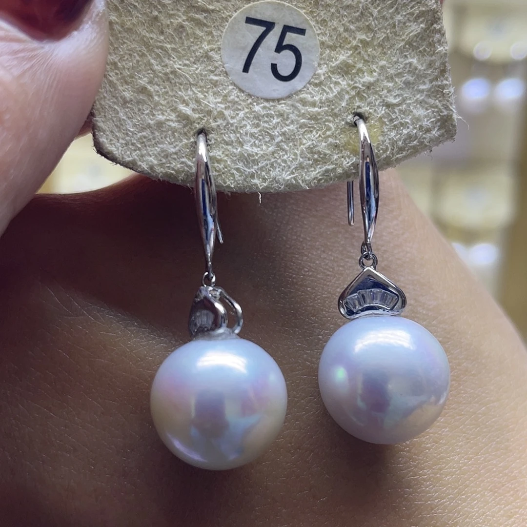 银S925镶嵌耳饰淡水珍珠