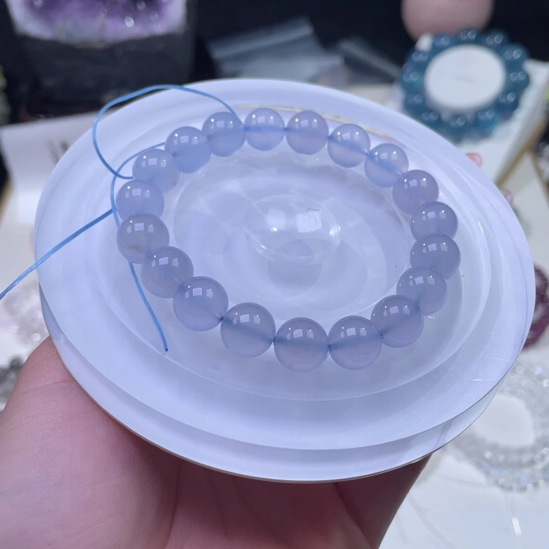 未镶嵌手链水晶超润透的蓝玉髓10+  33