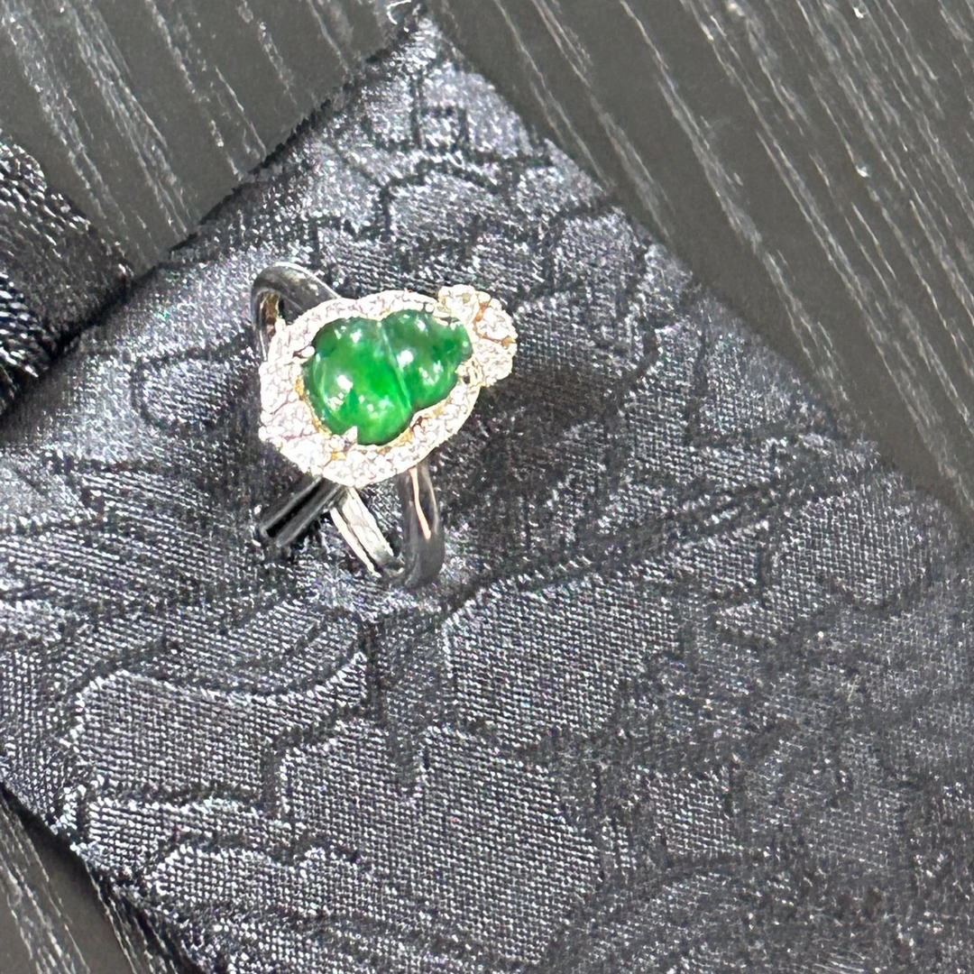 【嬢嬢】银镶绿翡翠葫芦戒指-50255-多样性发其一