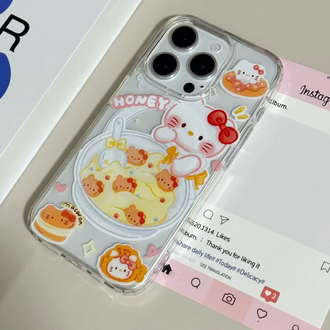 【亚克力磁吸】火锅kt猫透明手机壳适用苹果16/15/14Promax防摔