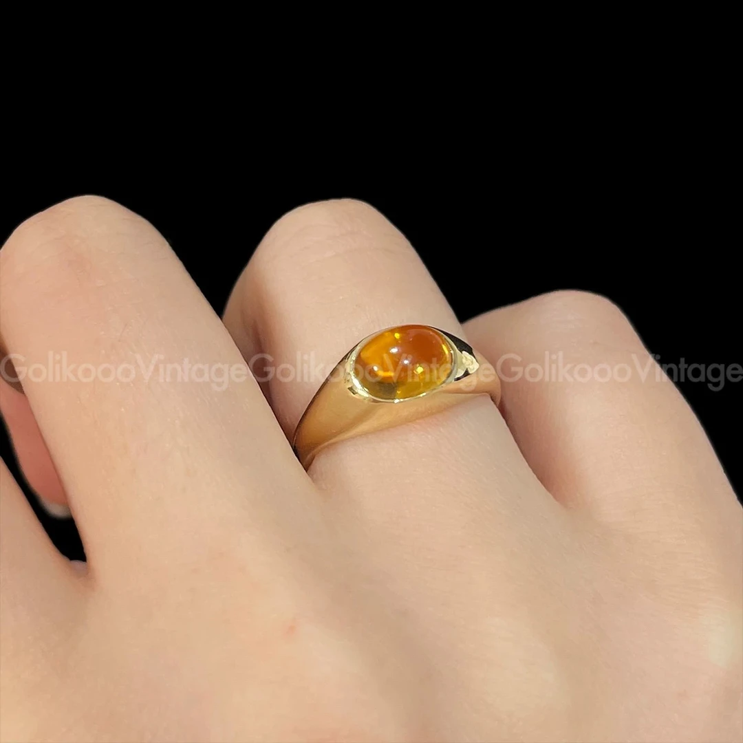 95新 Tiffany & Co./蒂芙尼 蛋面黄水晶k18戒指49码 RB1222033