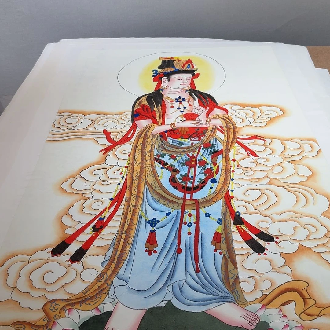 国画大势至菩萨一副作品