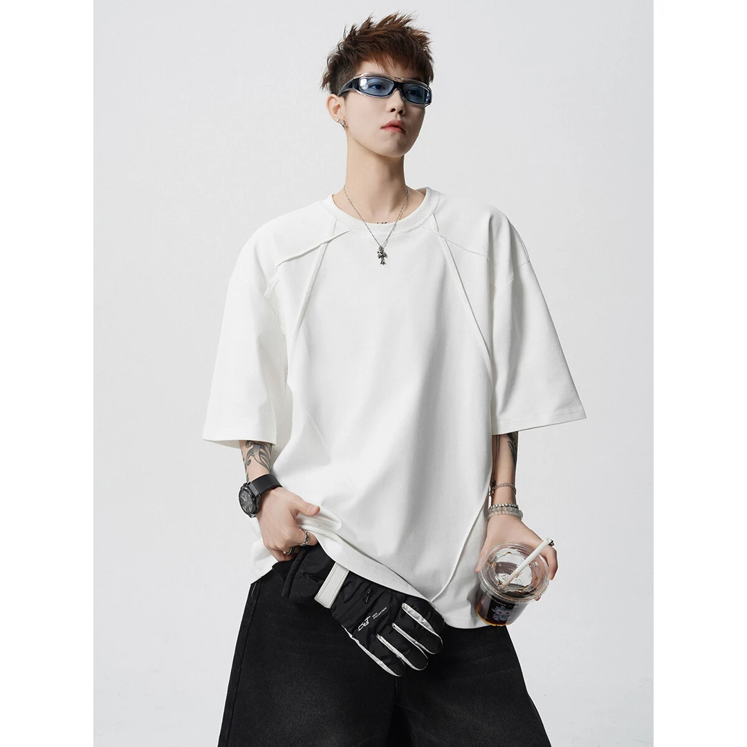 重磅纯棉短袖t恤男2025夏季新款美式痞帅潮牌青少年宽松半袖体恤