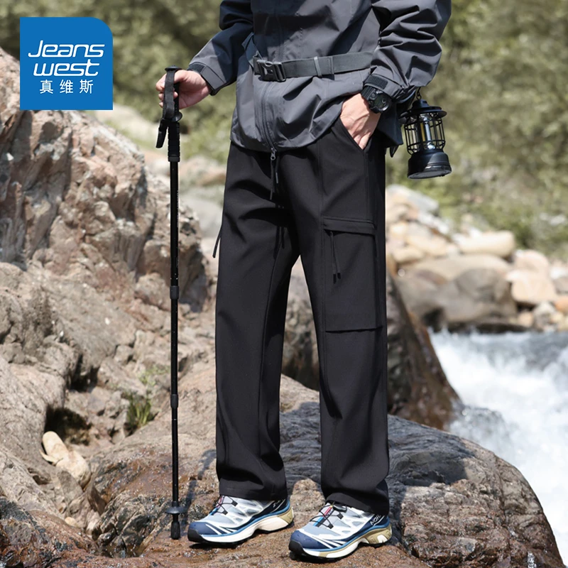 Jeanswest/真维斯户外运动休闲裤男士夏季潮流百搭速干登山直筒裤