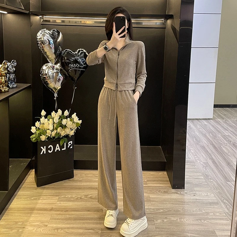 333--欧货休闲运动套装女秋冬时尚显瘦修身卫衣阔腿裤两件套