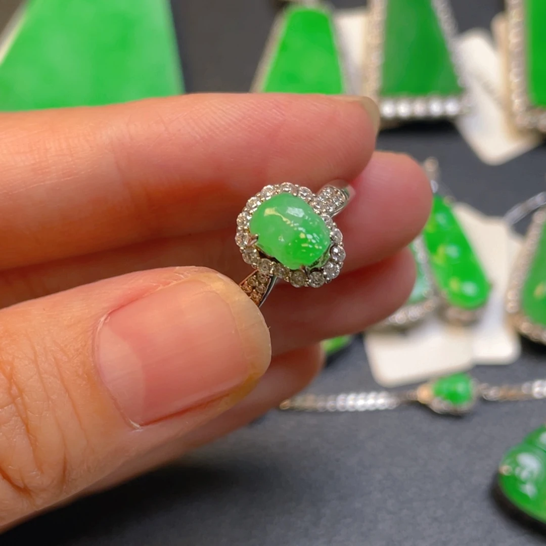 翡翠银S925镶嵌吊坠(不含链)戒指