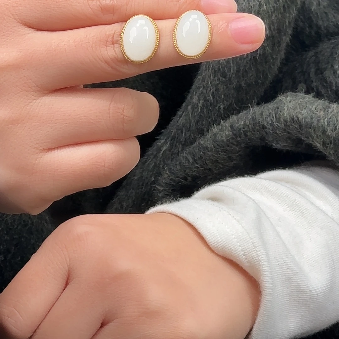 和田玉未镶嵌耳饰14*11