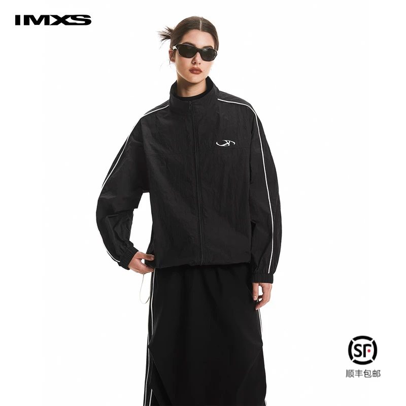 IMXS美式立领侧条纹夹克外套男夏季薄款运动防晒服潮牌