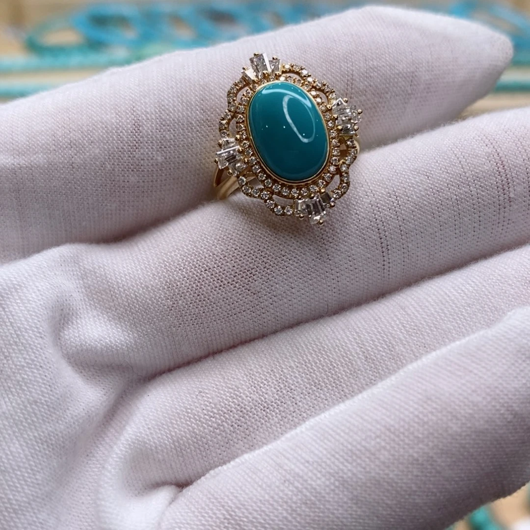 绿松石18K金镶嵌珠宝奇石