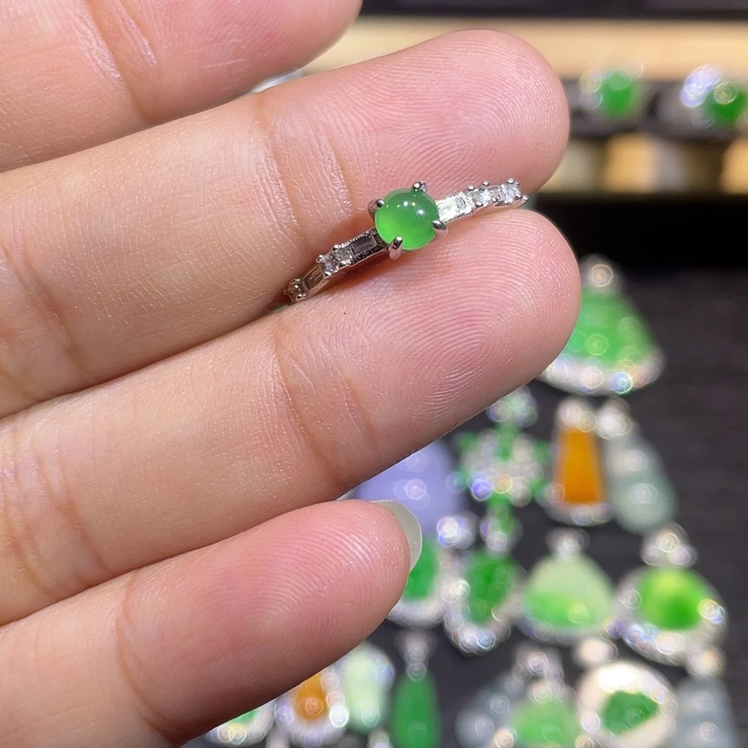 翡翠银S925镶嵌戒指