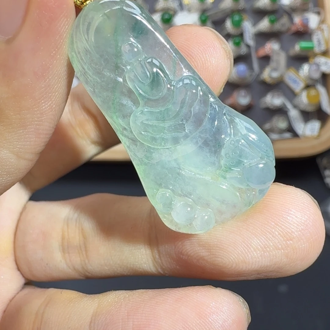 翡翠18K金镶嵌戒指天然缅甸翡翠A货